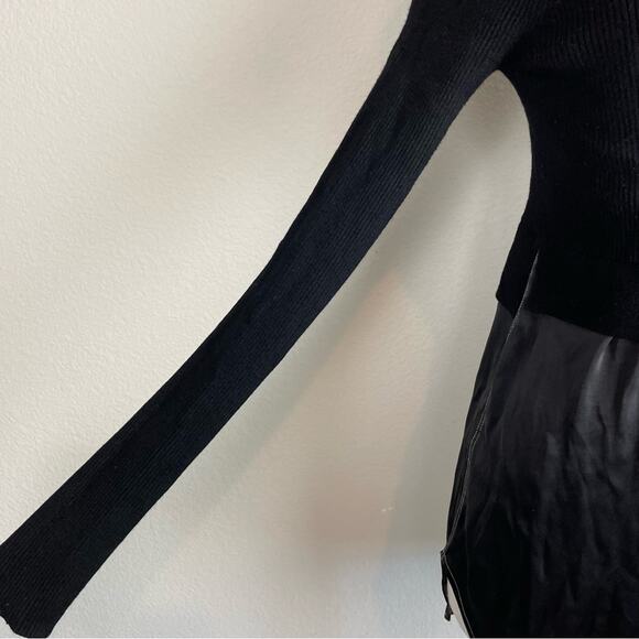 All Saints Black Ribbed Double Layer Sweater Top Medium - Picture 3 of 9